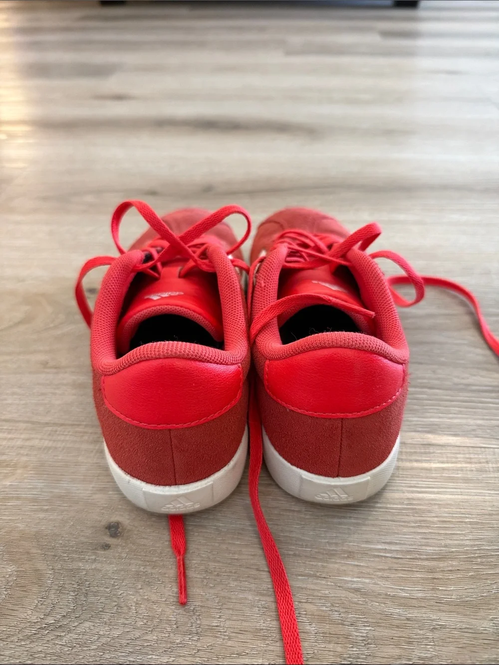 adidas Red Suede Low-Top Sneakers with White Stripes